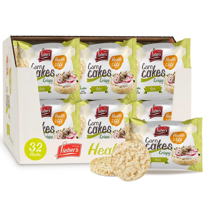 Leibers Corn Cakes On The Go Snack Pack – 32 Packs – 5 Thin, Crispy Cakes Per Pack – Kosher, Vegan, Wheat, Gluten And Cholestero