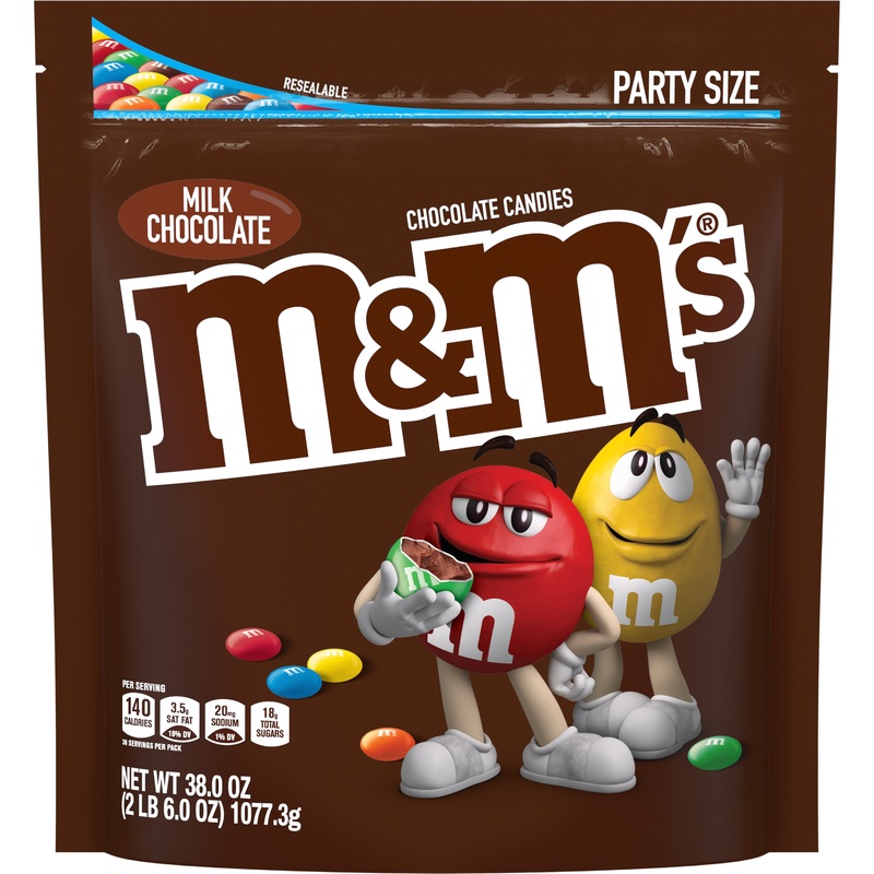 M&M’s Milk Chocolate Candies Party Size – 38-oz. Resealable Bag