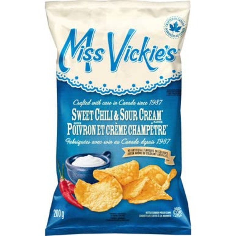 Miss Vickies Kettle Cooked Sweet Chili & Sour Cream Potato Chips, 200G/ 7.1Oz {Imported From Canada}