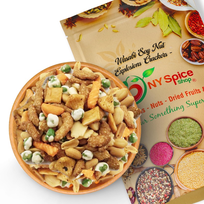 Ny Spice Shop Wasabi Explosions Crackers – 3 Pound Rice Snacks – Crunchy, Spicy, Natural & Mixed Rice Crackers
