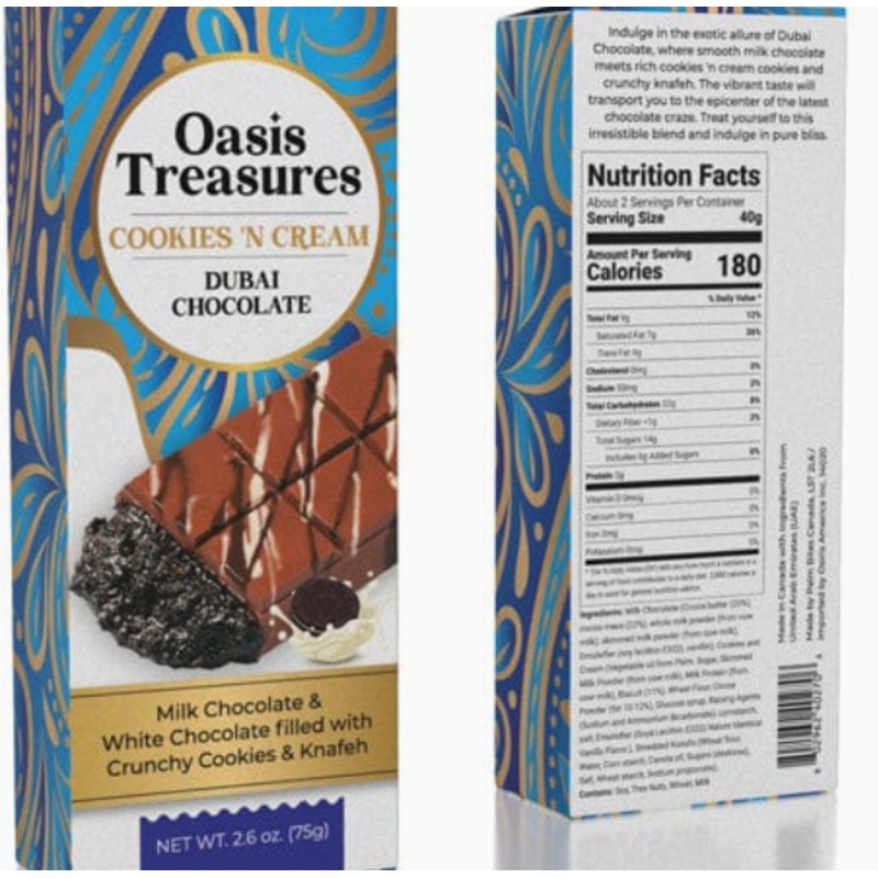 Oasis Treasures Cookies N Cream Dubai Bar 24ct