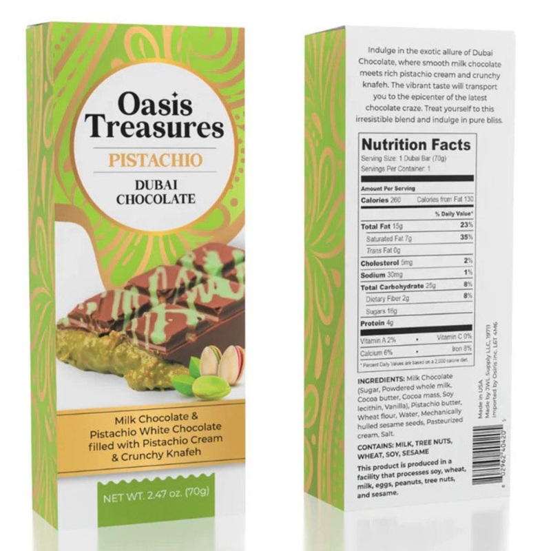 Oasis Treasures Pistachio Dubai Bar 1ct Bar