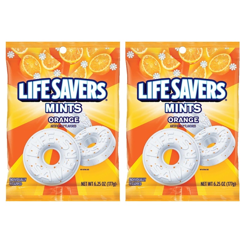 Orange Mint Life Savers – Pack Of 2 – Invigorating Orange Flavor – Great For Snacking On The Go – Perfect For The Whole Family