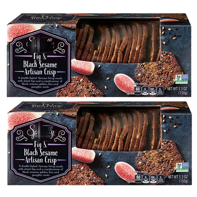 Specially Selected Fig & Black Sesame Artisan Crisp Non Gmo Limited Edition (2-5.3Oz Pack) For Party Snacking, Family Gatherings