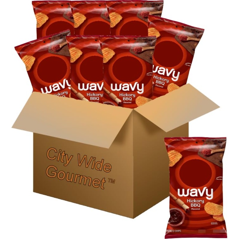 Wavy Hickory Bbq Potato Chips, 1.5 Ounce Large Single Serving Bags (Pack Of 8) Bundled By City Wide Gourmet