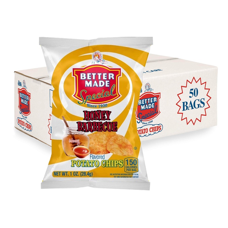 Better Made Special Potato Chips (Honey Bbq) – 50 Pack – 50 X 1 Oz. Bags – Crunchy, Individual Snacks Made From Fresh Potatoes –