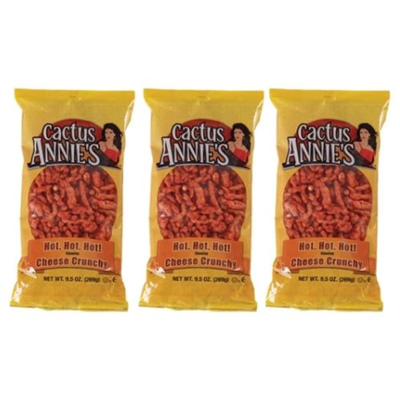 Cactus Annie’s Hot Cheese Crunch Chips, 9.5 oz, Pack of 3 – Deliciously Spicy Snack, Perfect for Parties and Sharing
