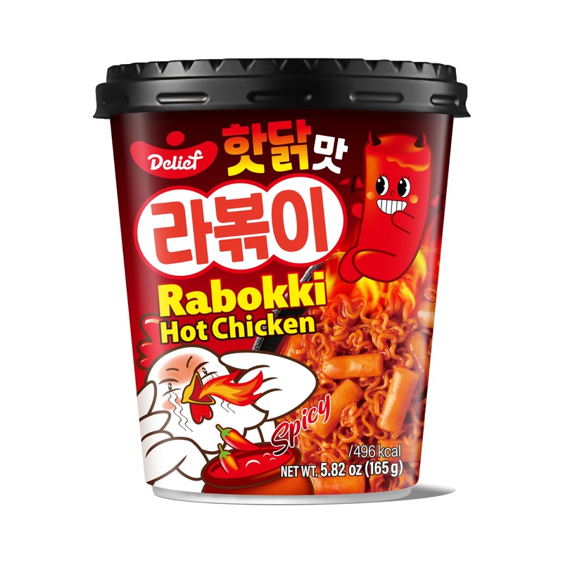 Delief Rabokki Hot Chicken Flavor 165G/5.82Oz – Pack Of 1, Korean Street Food, Ramen Noodle And Tteokbokki Rice Cake Combined In