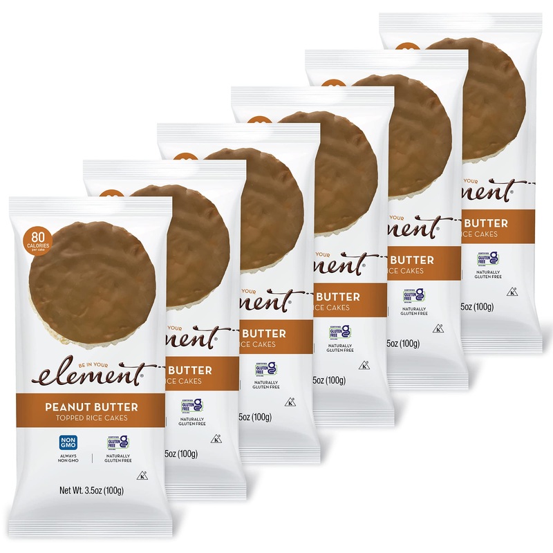 Element Snacks – Peanut Butter Topped Rice Cakes (Pack Of 6), All-Natural Rice, Healthy Snacks For Kids Or Adults, Non Gmo, Cert