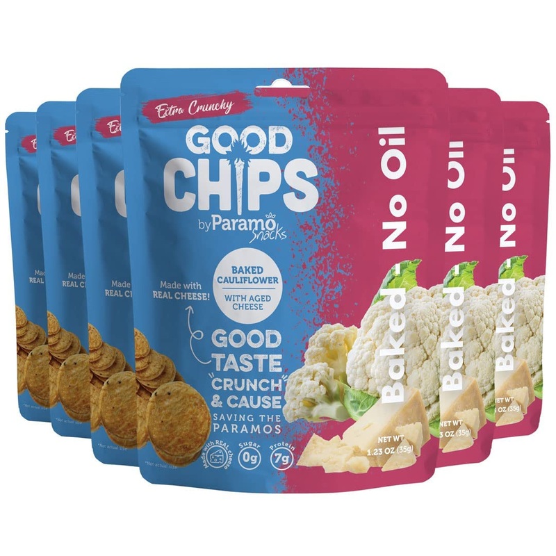 Good Chips Cauliflower Aged Cheese – Baked, No Oil – High Protein, Guilt Free Healthy Snacks – 1.23 Oz, Pack Of 6