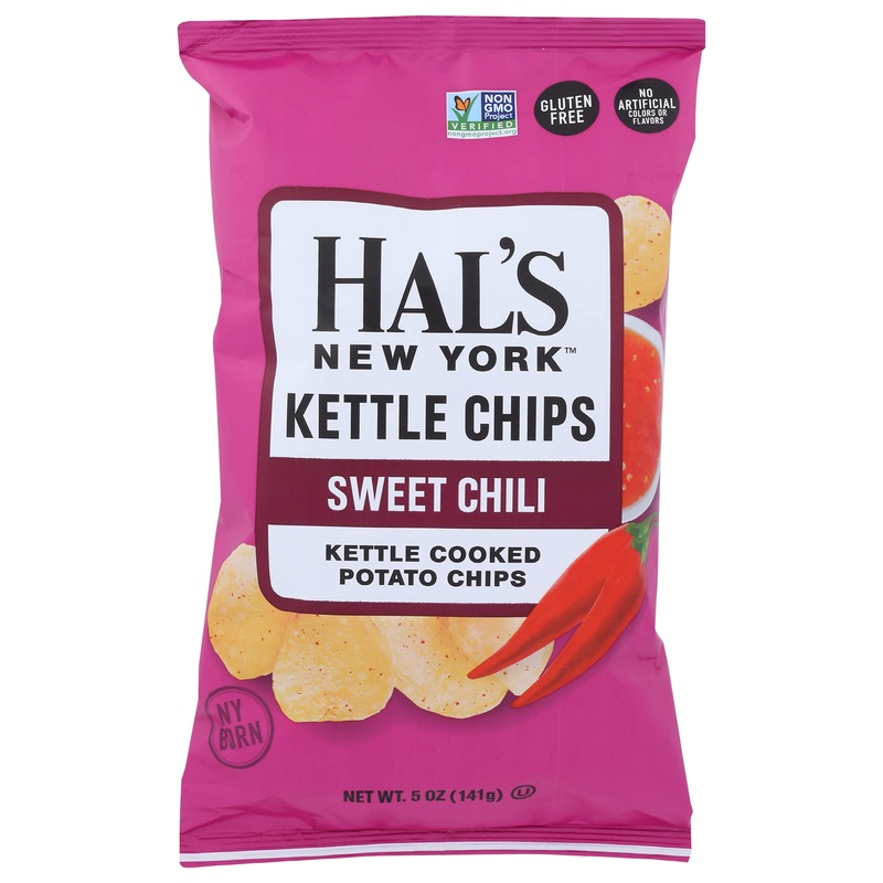 Hal’S New York Kettle Chips, Sweet Chili Kettle Cooked Potato Chips, No Artificial Colors Or Flavors, Kosher, Gluten Free & Non-