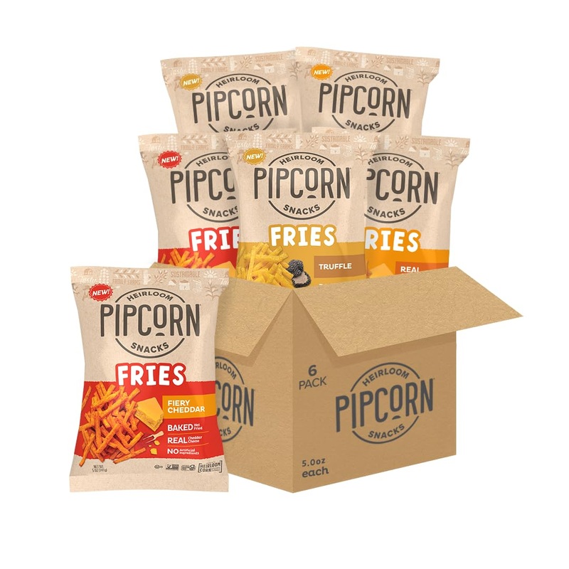 Heirloom Snack Fries Variety Pack By Pipcorn – 5Oz 6Pk – With Truffle, Cheddar, And Fiery Cheddar Flavors, Healthy Snacks, Glute