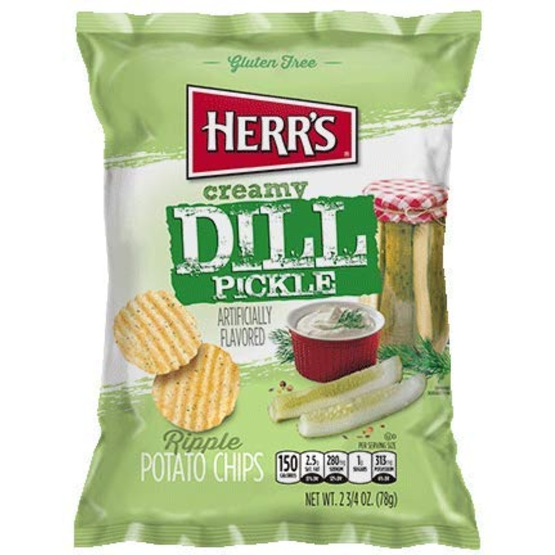 Herr’S Creamy Dill Pickle Potato Chips, 2.75 Ounce (Pack Of 24 Bags) – Tangy & Creamy Dill Flavor, Perfect For On-The-Go Snackin
