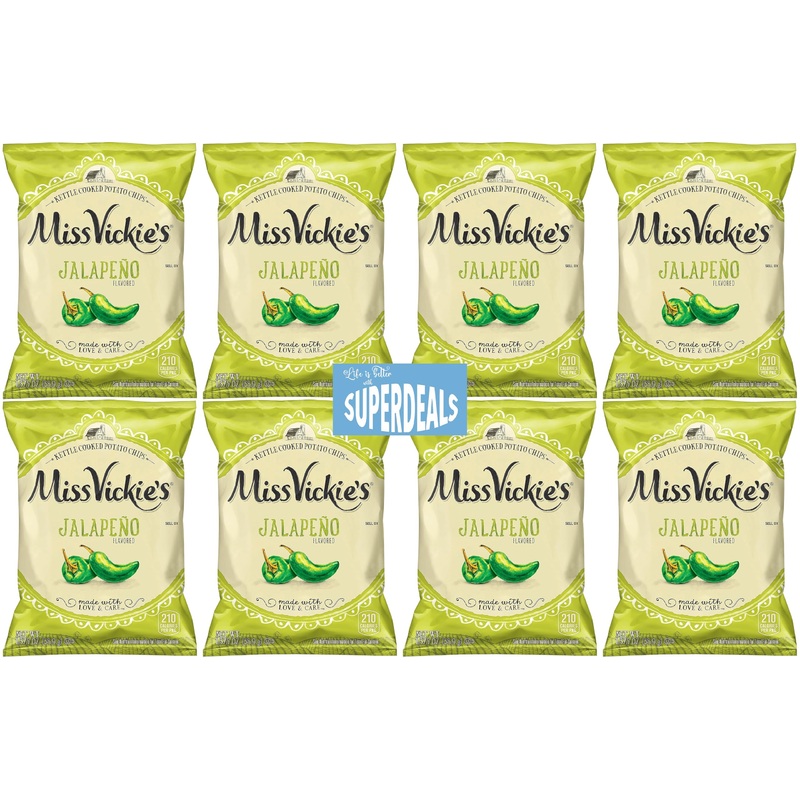 Kettle Cooked Potato Chips By Miss Vickie’S Value Pack Bundled By Superdeals | 1.375 Oz Bag | Jalapeno | Pack Of 8 With Mystery