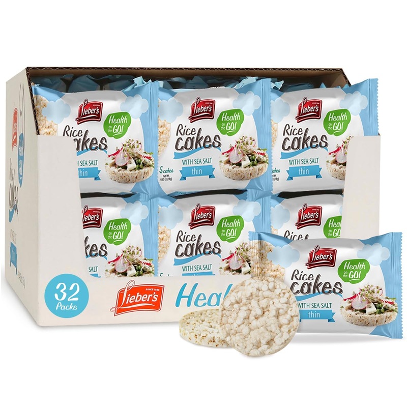 Leibers Rice Cakes On The Go Snack Pack – 32 Packs – Made With Brown Rice, Sea Salt, 5 Thin Cakes Per Pack – Kosher, Vegan, Whea