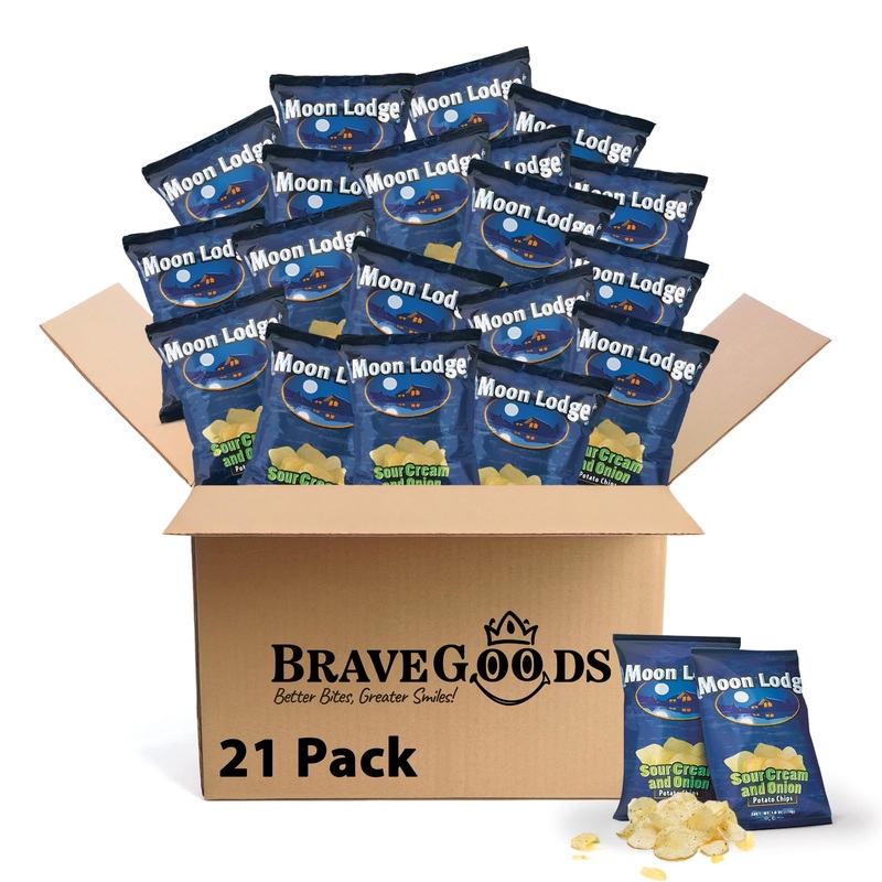 Moon Lodge 21 Pack Sour Cream & Onion Potato Chips – Kosher & Halal Snacks For All Ages, Perfect For Parties & Movie Nights (1.5