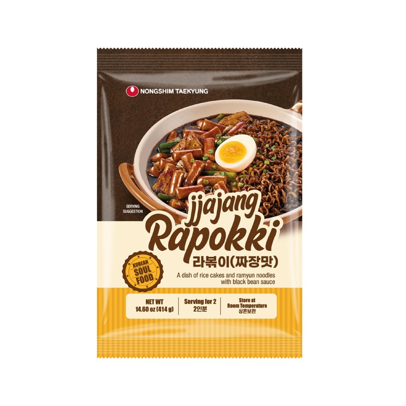 Nongshim Taekyung Rapokki (Jjajang, 14Oz) – Authentic Korean Street Food, Ramen & Rice Cakes, Black Bean. Quick & Easy To Prepar