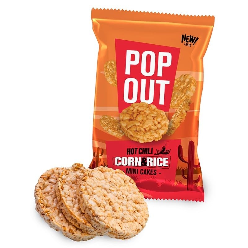 Popout Hot Chili Rice & Corn Cakes – Spicy And Crunchy Snack – 0.9 Oz (Pack Of 24) – Perfect For On-The-Go, Lunchboxes, And Snac