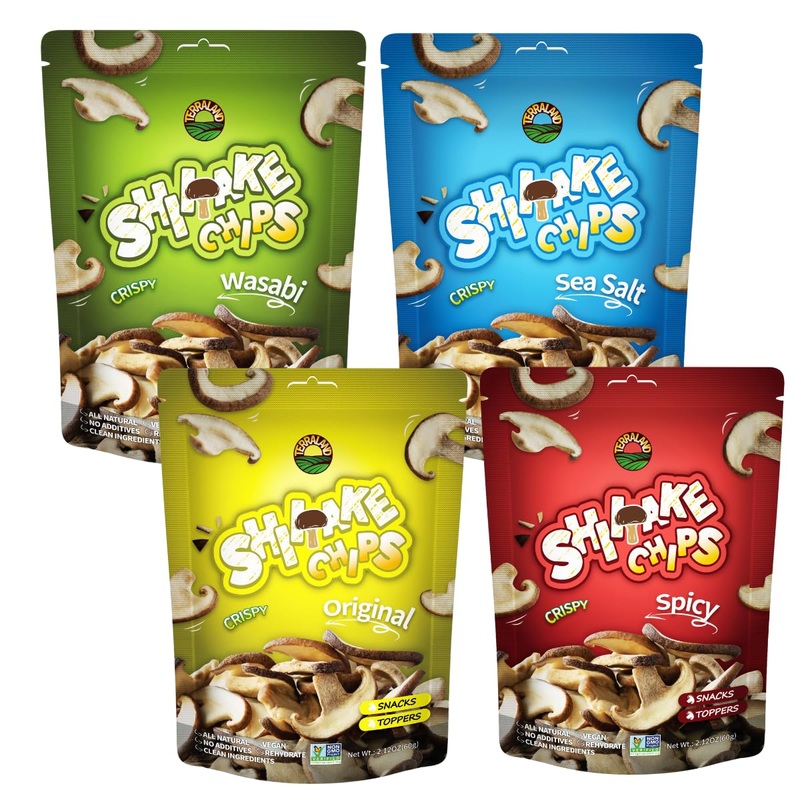 Terraland Shiitake Mushroom Snack Variety Bundle – Original, Wasabi, Spicy, & Sea Salt – Non-Gmo, Vegan – Pack Of 4