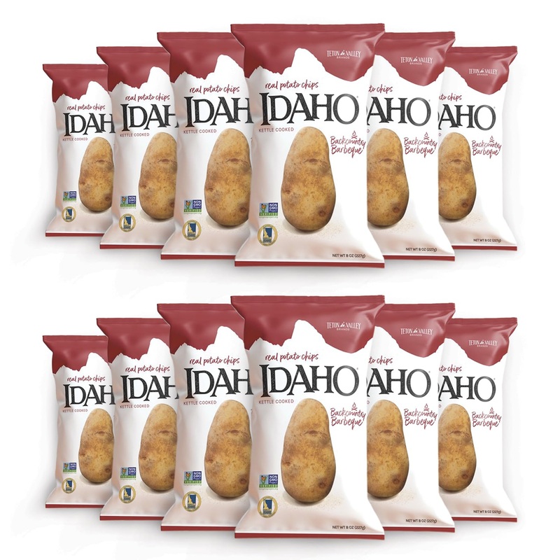 Teton Valley Brands Idaho Kettle Cooked Backcountry Barbecue Potato Chips – Snack Chips – Non-Gmo – Kettle Cooked – Idaho Potato
