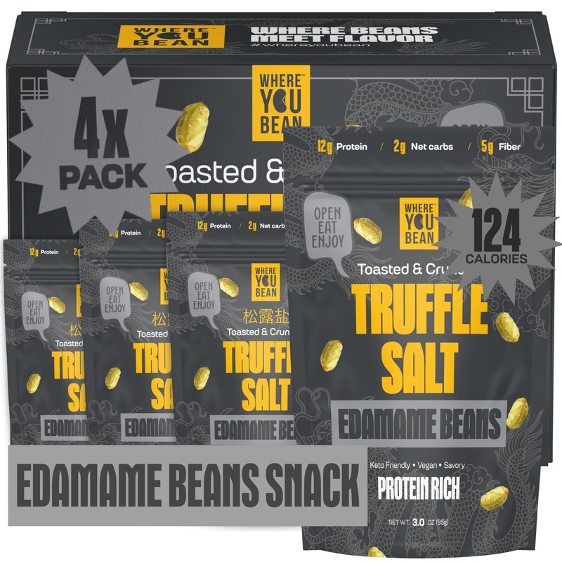 Where You Bean Edamame Beans Snack (Truffle Salt) – Crunchy And Dry Roasted Edamame Beans – High Protein Snacks, Keto And Vegan