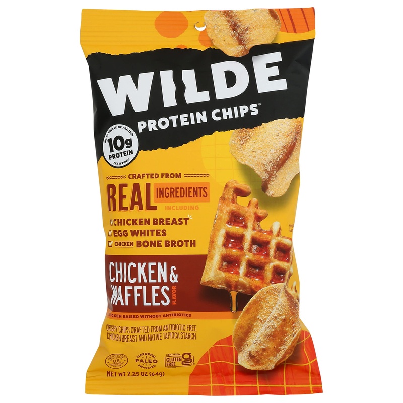 Wilde Protein Chips, Chicken & Waffles, 10G Protein Per Serving, Real Ingredients, 100% Natural, Paleo, Gluten Free, 2.25 Ounce