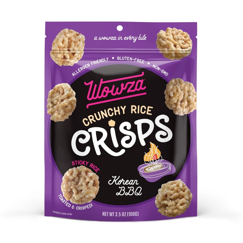 Wowza Korean Bbq Rice Crisps, Healthy Sticky Rice Crunchy Rice Crisps, 3.5 Oz Bag (8 Pack)