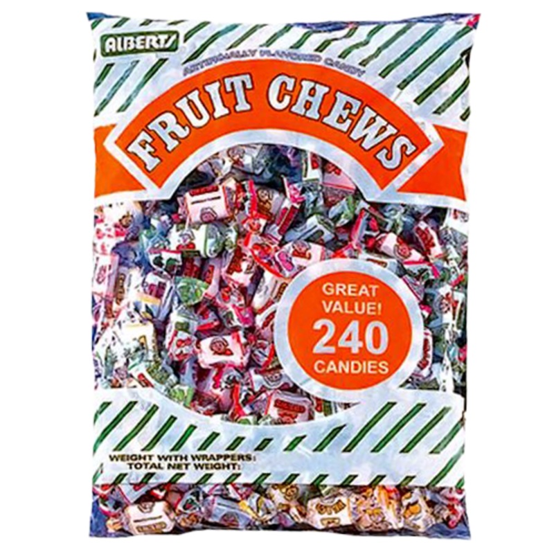 Albert’s Assorted Flavor Fruit Chews Candy – 240 Piece Bag