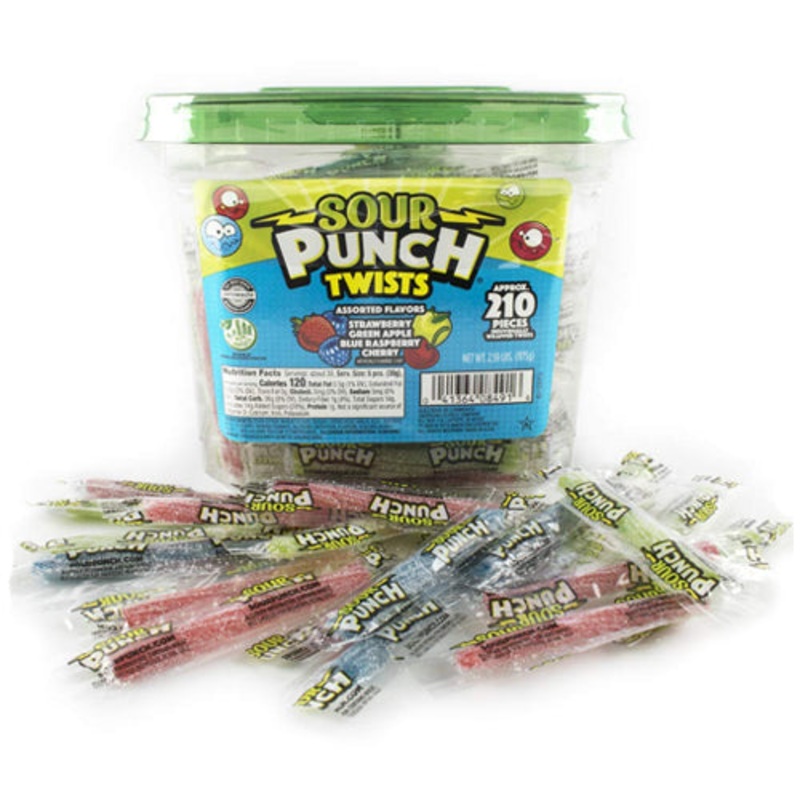 Assorted Sour Punch Twists Candy – Tub of 210