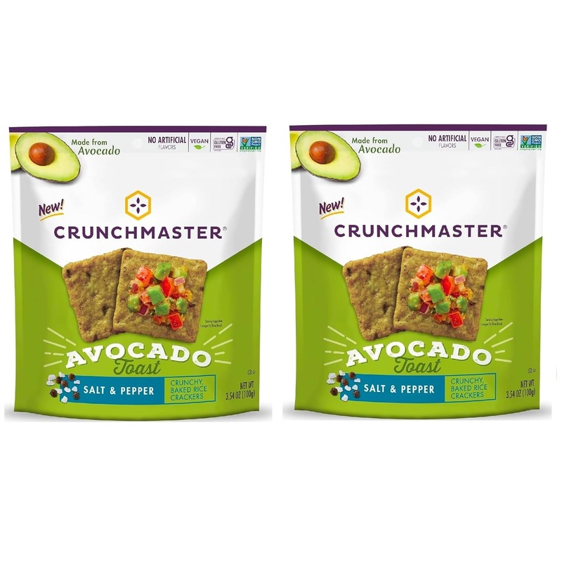 Crunch Master Avocado Toast, Salt & Pepper, Crunchy Baked Rice Crackers (Pack Of 2)- 3.54Oz Each