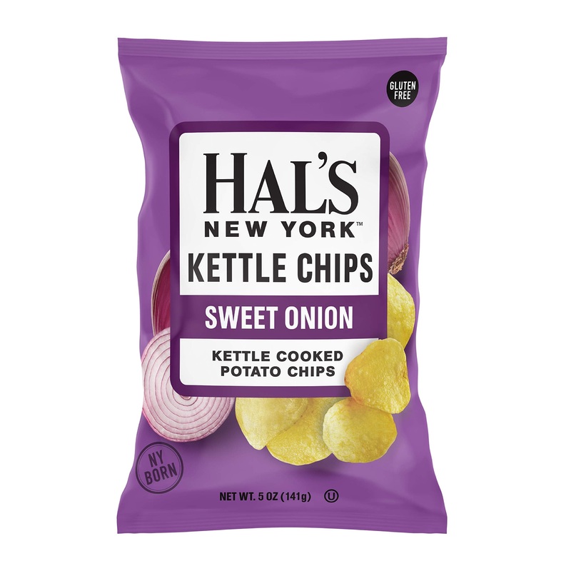 Hal’S New York Kettle Cooked Potato Chips, Gluten Free, Sweet Onion, 5 Oz Bag (Pack Of 12)