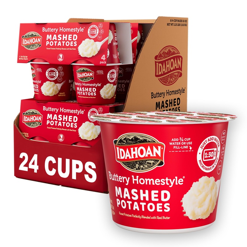 Idahoan Buttery Homestyle Mashed Potatoes Cup, 1.5Oz (Pack Of 24)