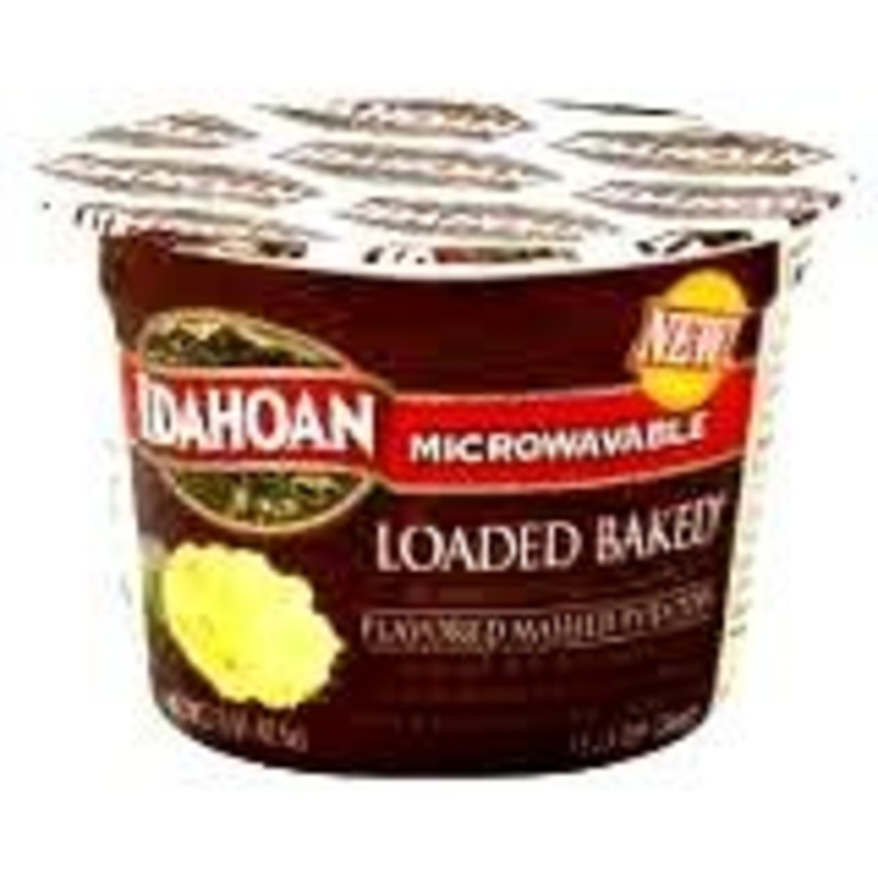 Idahoan Loaded Baked Potatoe Microwaveable Cups, Flavored Mashed Potatoes, 1.5 Oz. Cups (6 Pack)