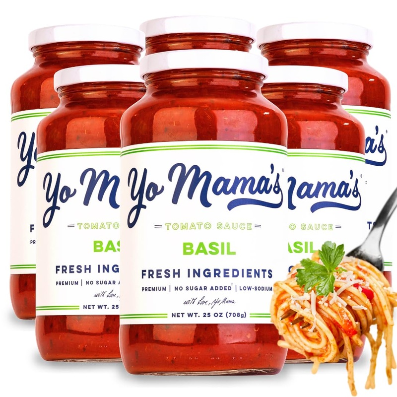 Keto Tomato Basil Pasta Sauce By Yo Mama’S Foods, No Sugar Added, Low Carb, Low Sodium, Vegan, Gluten Free, Paleo Friendly, And