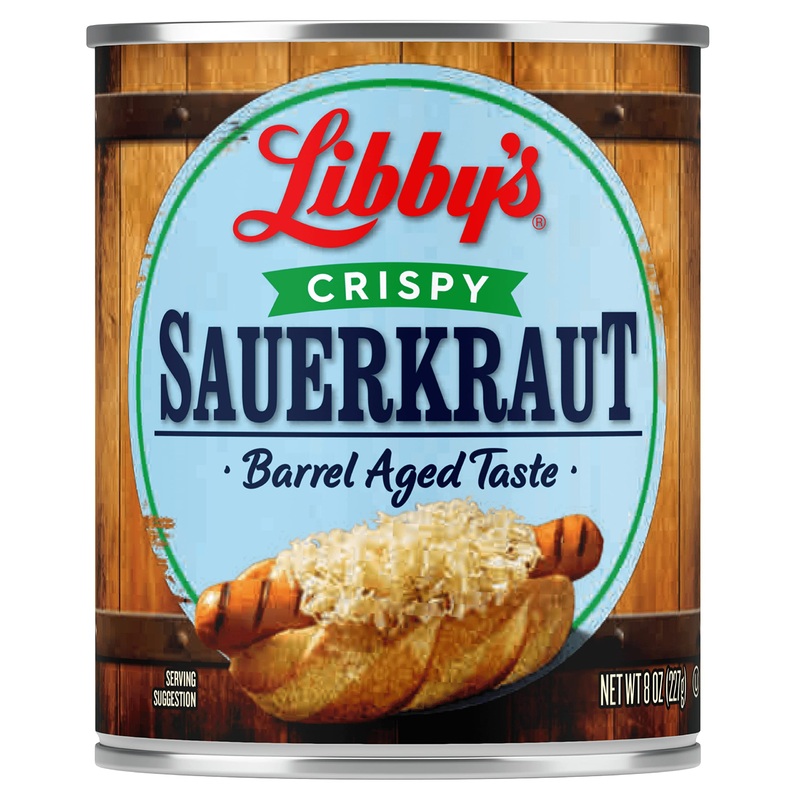 Libby’S Crispy Sauerkraut | Classic Barrel Aged Tangy-Sour Taste | Crunchy | Translucent Golden Color | Shredded White Cabbage,