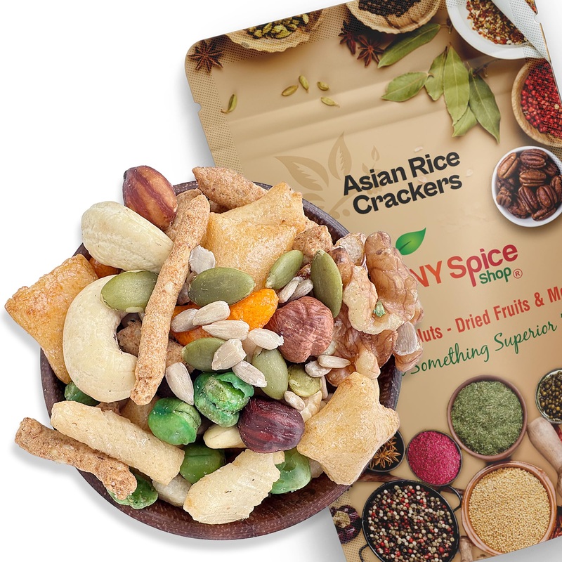 Ny Spice Shop Asian Rice Crackers – 3 Pound Rice Snacks – Crunchy, Spicy, Natural & Mixed Rice Crackers – No Artificial Colors