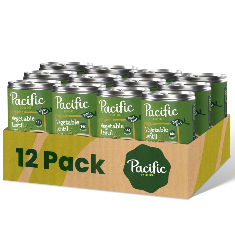 Pacific Foods Organic Vegetable Lentil Soup, Plant Based, 16.3 Oz Can (Case Of 12)