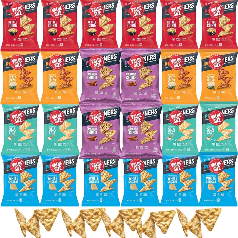 Pop-Cornners Snacks Gluten Free Chips, 5 Flavor Variety Pack 28 Count 1 Oz Bags Packaged By Doomi, Individual Snack Bags In Sea