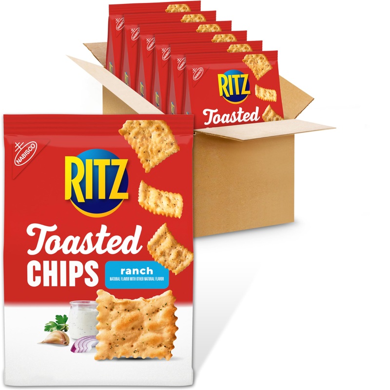 Ritz Toasted Chips Ranch Crackers, Party Snacks, Bulk Snacks, 6 – 8.1 Oz Bags