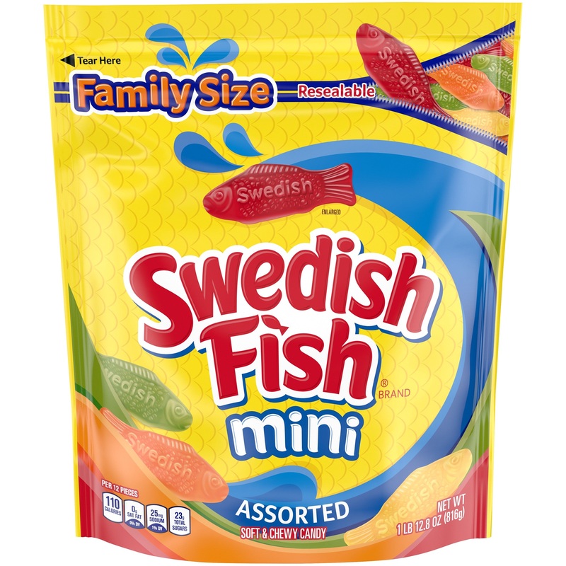 Swedish Fish Mini Assorted Soft & Chewy Candy – 1.8 LB Resealable Bag