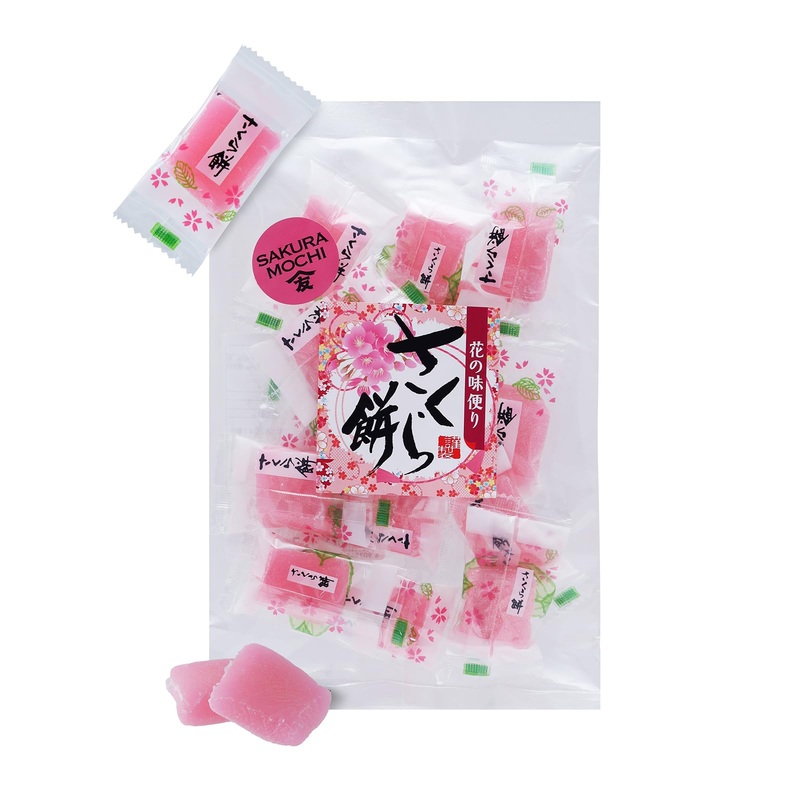 Tomosan Japanese Sakura Mochi Candy, Traditional Cherry Blossom Rice Cakes, Soft & Chewy, Individually Wrapped, 180G / 6.35Oz