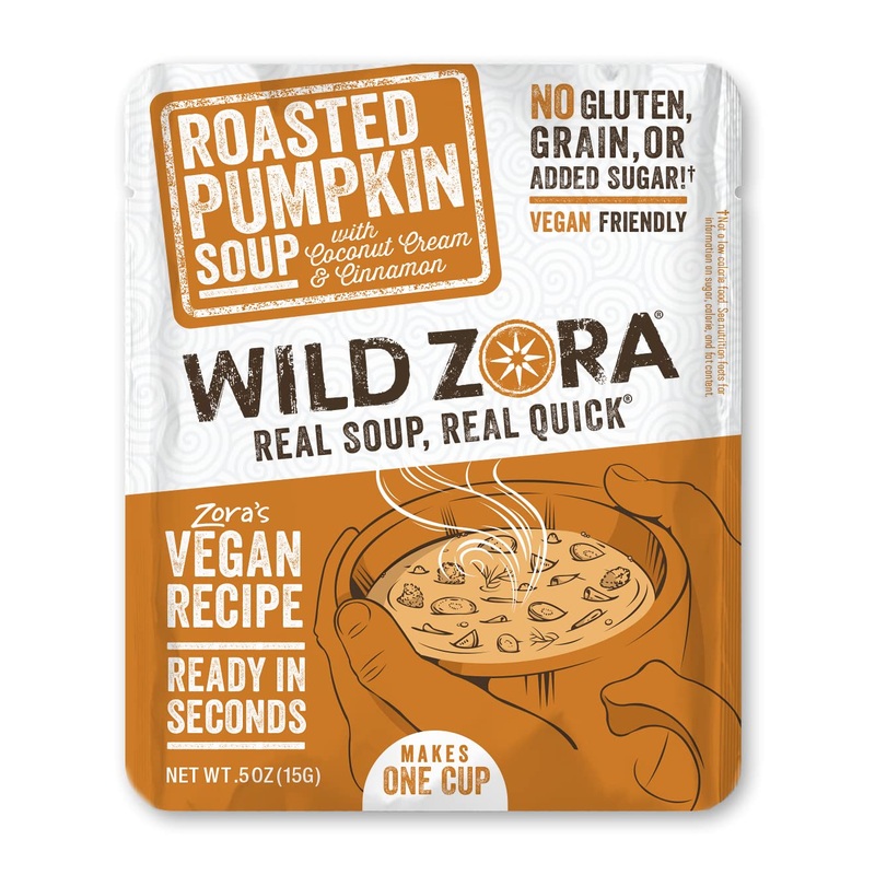 Wild Zora Instant Keto-Friendly Soups Roasted Pumpkin 8-Pack Broth Made With Coconut Cream, Cinnamon, & Organic Vegetables, Glut