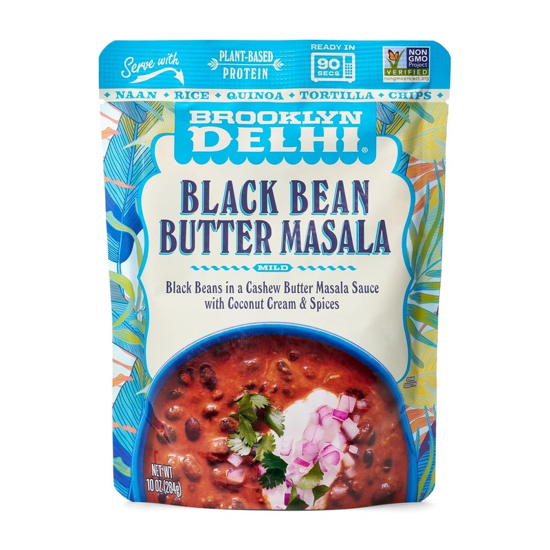 Brooklyn Delhi Black Bean Butter Masala Pouches – Ready To Eat, Microwavable Entree – Vegan, Gluten Free, Non-Gmo – (10 Ounce, P