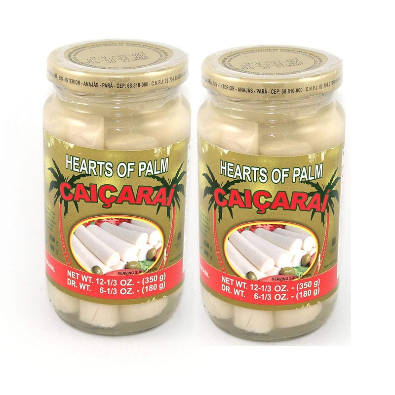 Caiara   – Hearts Of Palm In A Glass Jar – Net Weight 12.34Oz – Content 6.34Fl Oz (Pack Of 02) | Palmito Em Jarra De Vidro -Peso
