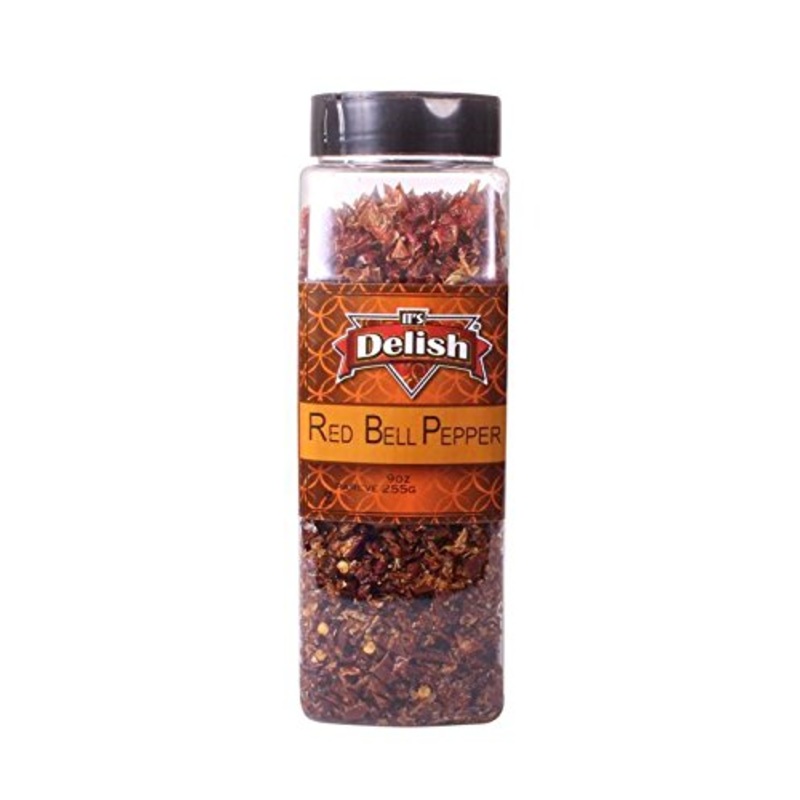 Dehydrated Dried Red Bell Pepper By It’S Delish – 9 Oz Convenient Large Jar- Sealed To Maintain Freshness – Chopped & Dried Vege