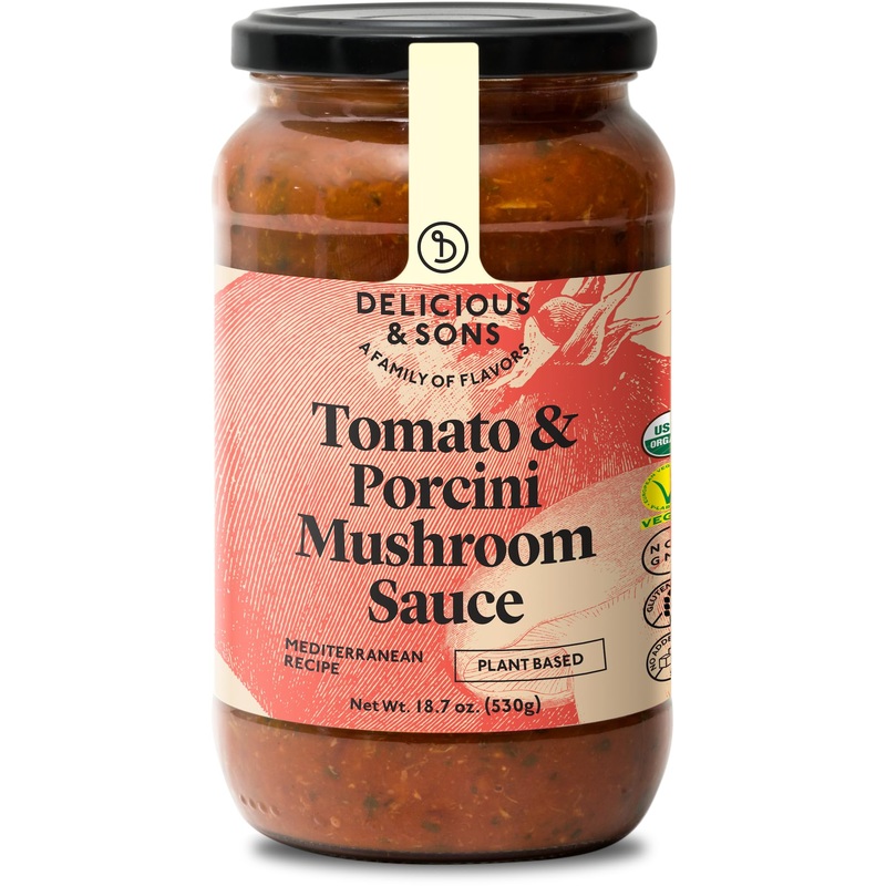 Delicious & Sons – Organic Tomato & Porcini Mushroom Italian Pasta Sauce (18.70 Oz) – Non-Gmo – Gluten-Free – Vegetarian And Veg