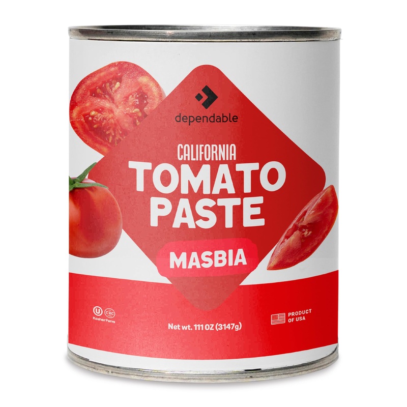 Dependable Foods Tomato Paste – 6.94 Lbs., 111 Oz.- Extra Heavy Pizza Sauce With Basil – Authentic California Vine To Bottle Ble