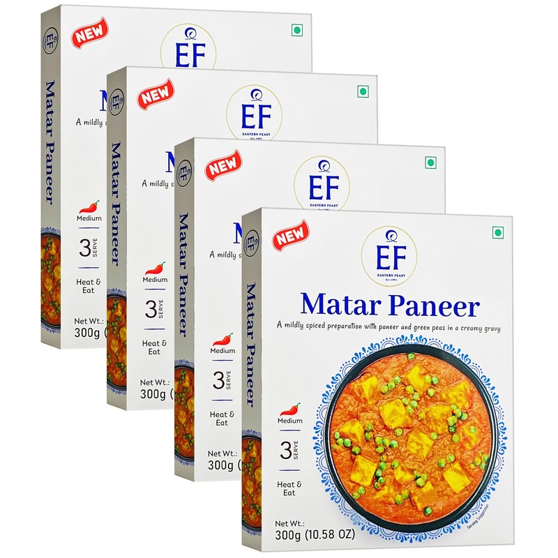 Eastern Feast – Matar Paneer, Ready To Eat Vegetarian Meals, (Pack Of 4), Gluten Free