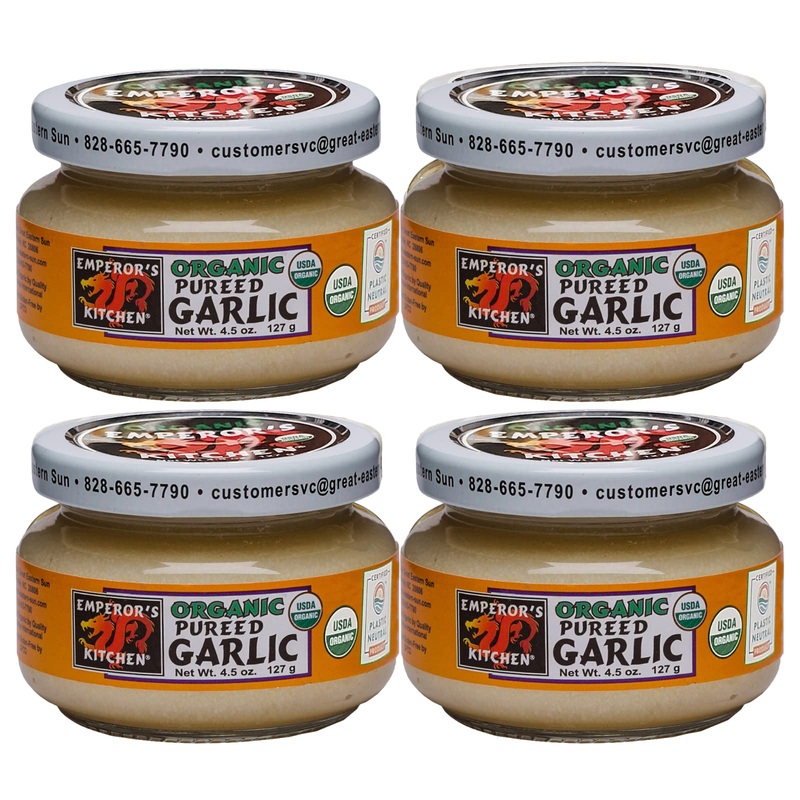 Emperor’S Kitchen Organic Pureed Garlic, Usda Certified Organic, Ready To Use, Convenient For Cooking, 4.5 Oz Jar (Pack Of 4)