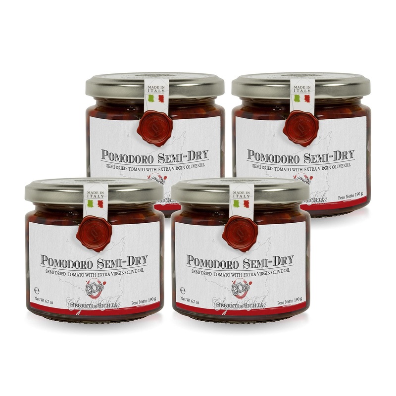 Frantoi Cutrera – Pomodorino Semi Secco – Semi-Dried Cherry Tomatoes In Extra Virgin Olive Oil, Product Of Italy, 6.7Oz (4 Pack)